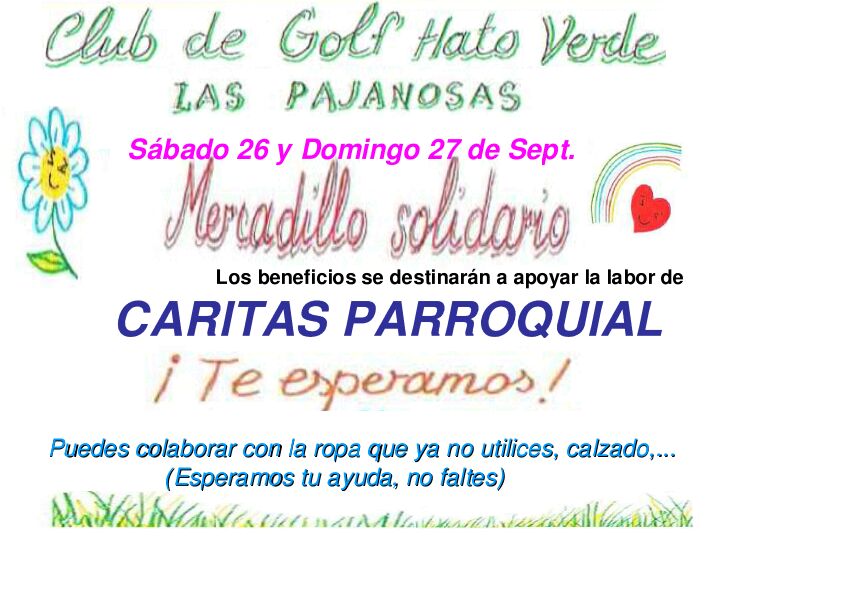  26 y 27 de Septiembre Mercadillo Solidario en Hato Verde